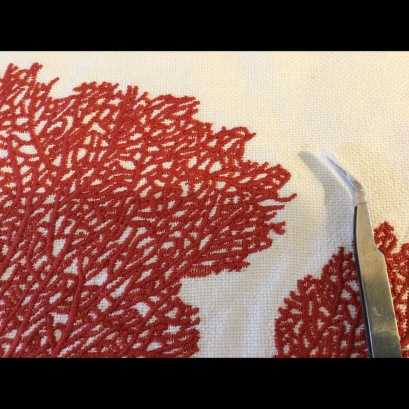 Pottery Barn embroidered Coral Pillow Covers 17 x 17 Set of Two - Picture 8 of 8